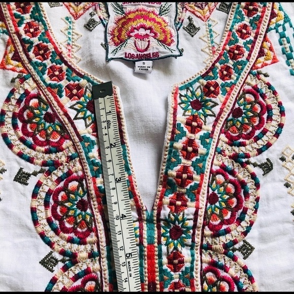 Johnny Was Verena Linen Easy Yoke Embroidered Tunic - Picture 9 of 12
